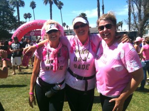 Laurie, Carol and Lynne at the finish in Santa Barbara, 2010.