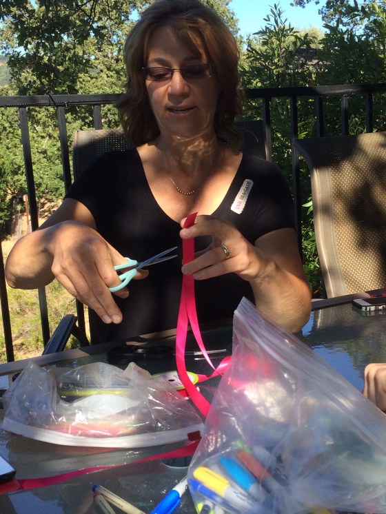 Debbie cutting ribbons for Saturday's walk.